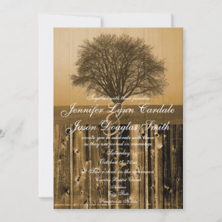 Invitations de mariage rustique en bois de l'arbre
