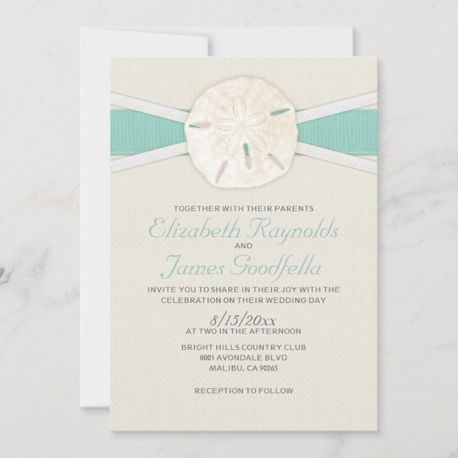 Invitations de mariage rustique en dollars de sabl (Devant)