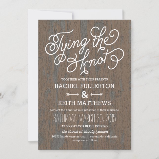 Invitations de mariage rustique en écorce (Devant)