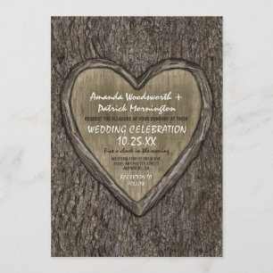 Invitations de mariage rustique en écorce de chêne