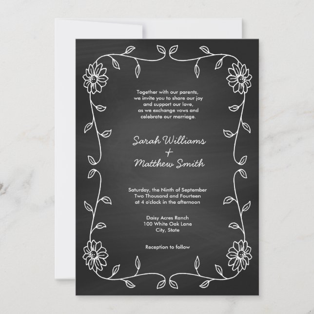 Invitations de mariage rustique en tableau de bord (Devant)