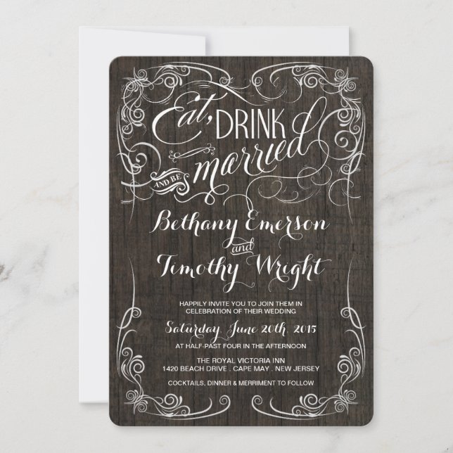 Invitations de mariage rustique et Vintage (Devant)
