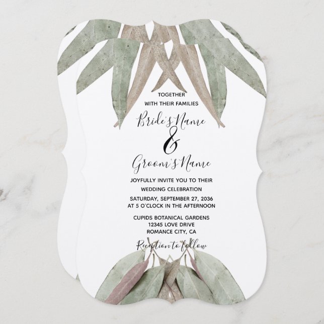 Invitations de mariage Rustique Eucalyptus feuille (Devant / Derrière)