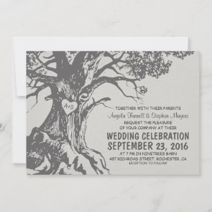 Invitations de mariage rustique gris vieux chêne