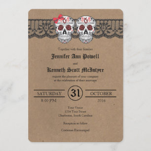 Invitations de mariage rustique Kraft & LaceSugar 