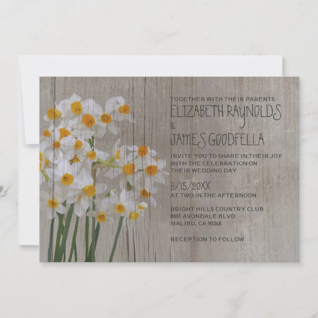 Invitations de mariage rustique Narcisse (Devant)