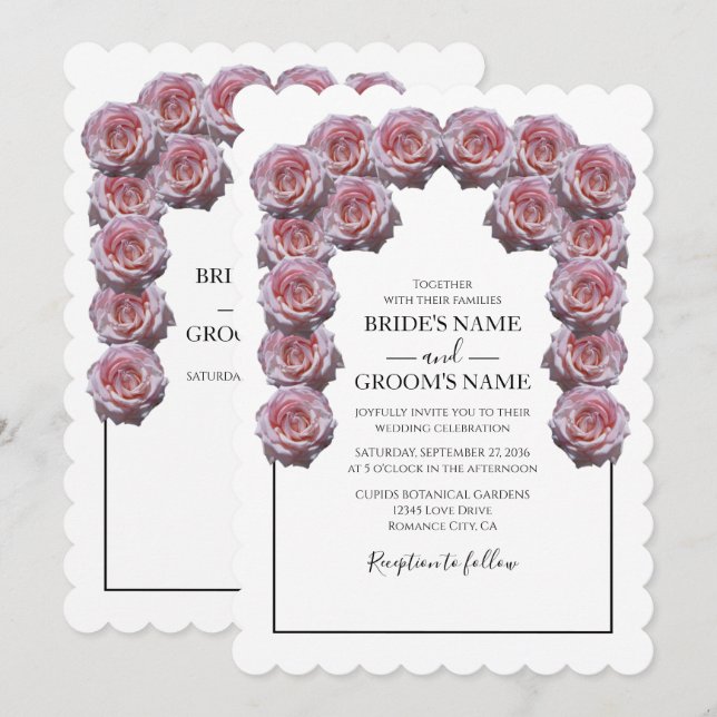 Invitations de mariage rustique Roses rose pâle (Devant / Derrière)