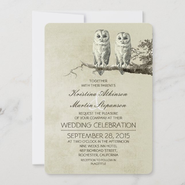 Invitations de mariage rustique vintage avec coupl (Devant)