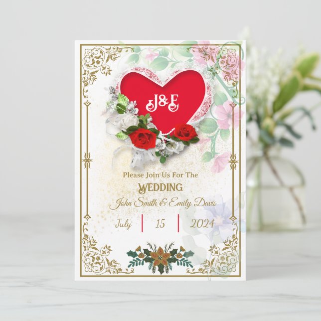 Invitations de mariage rustiques avec Rsvp Qr Code (Debout devant)