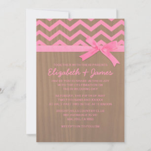 Invitations de mariage rustiques Chevron Zigzag