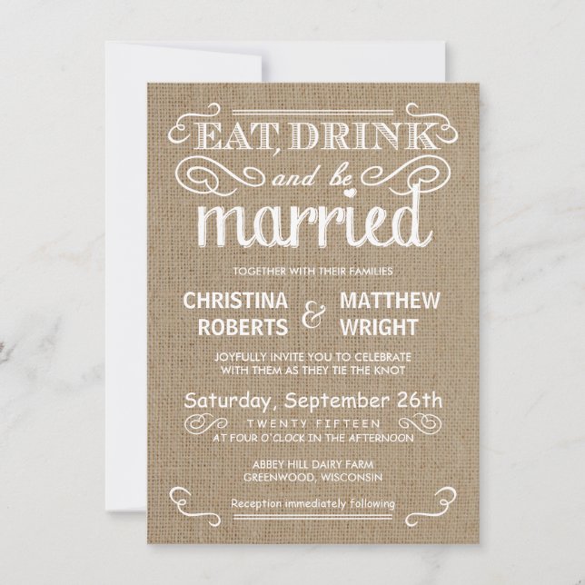 Invitations de mariage rustiques et élégantes (Devant)