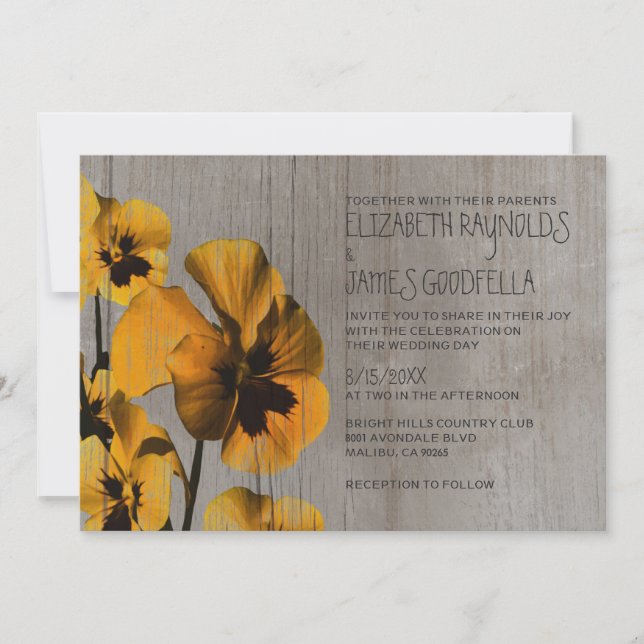 Invitations de mariage rustiques et sansy (Devant)