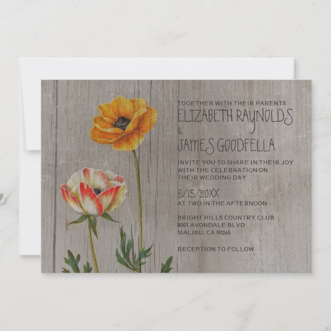 Invitations de mariage rustiques Ranunculus (Devant)