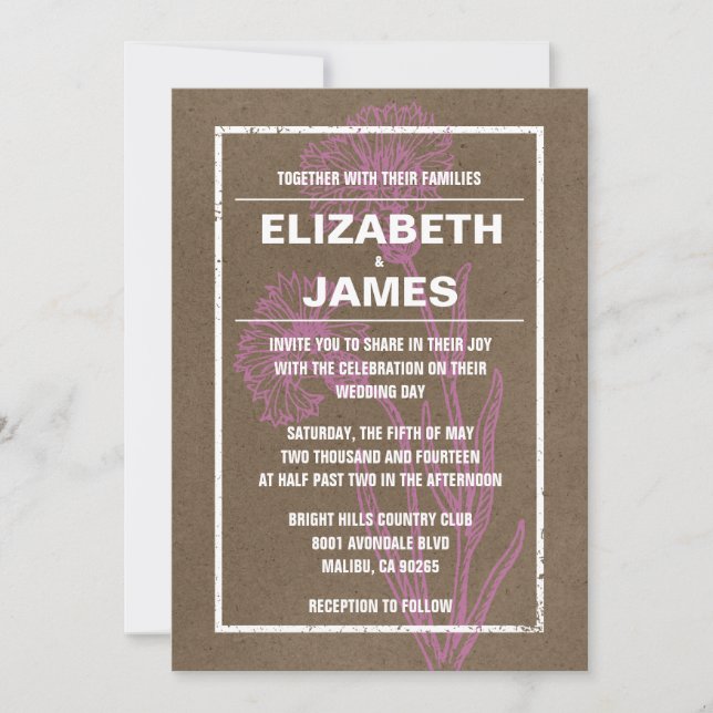 Invitations De Mariage Rustiques Vintages Et Brown (Devant)