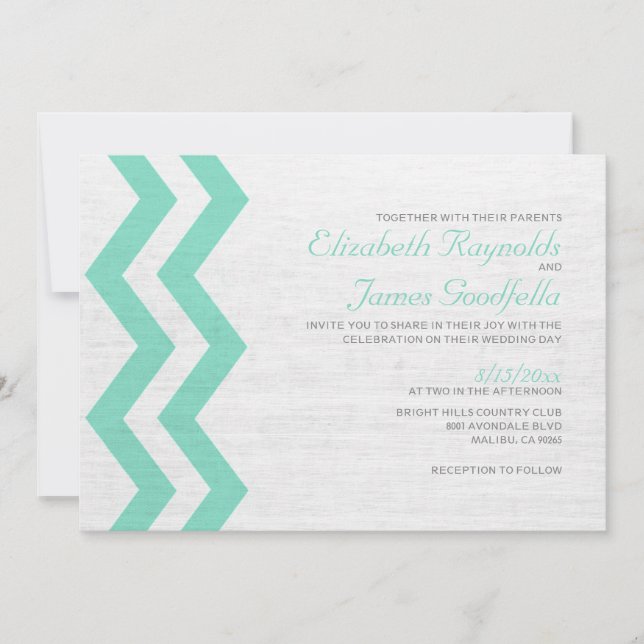 Invitations de mariage rustiques Zigzag (Devant)
