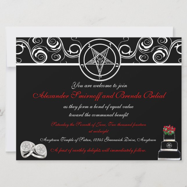 Invitations de mariage satanique personnalisées (Devant)
