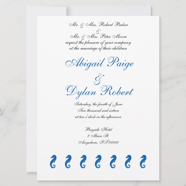 Invitations de mariage "Sea Horse Serenity" (Devant)