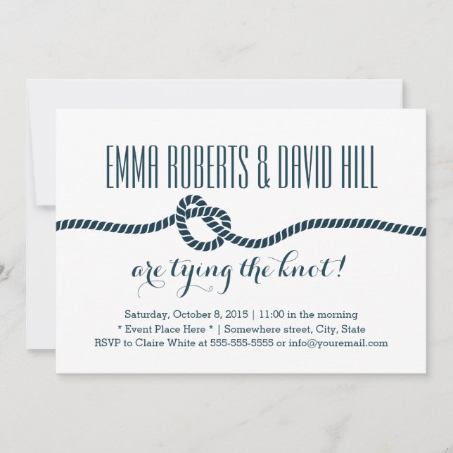 Invitations de mariage simple en corde bleue (Devant)
