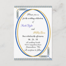 invitations de mariage simples bleues et jaunes