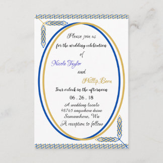 invitations de mariage simples bleues et jaunes