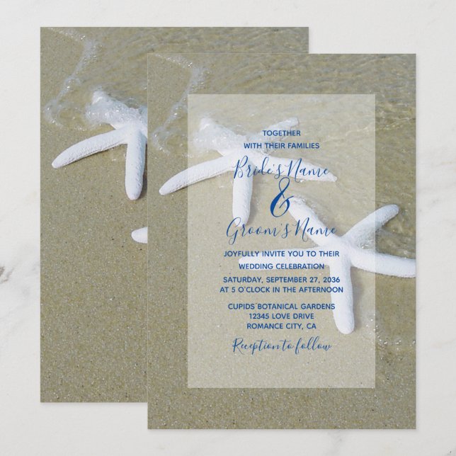 Invitations de mariage Starfish Beach (Devant / Derrière)