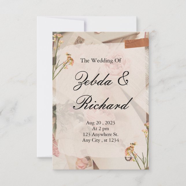 Invitations de mariage stationnaires. (Devant)