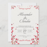 Invitations de mariage style Fleurs japonaises