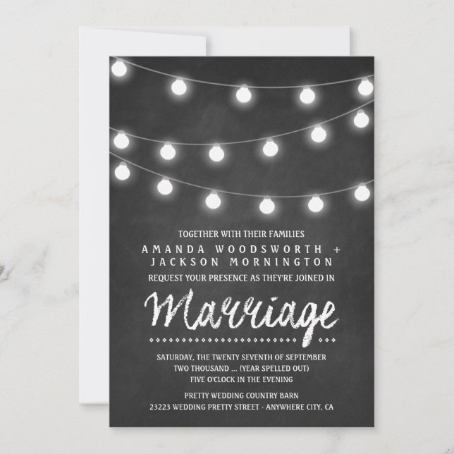 Invitations de mariage sur tableau de bord et cord (Devant)