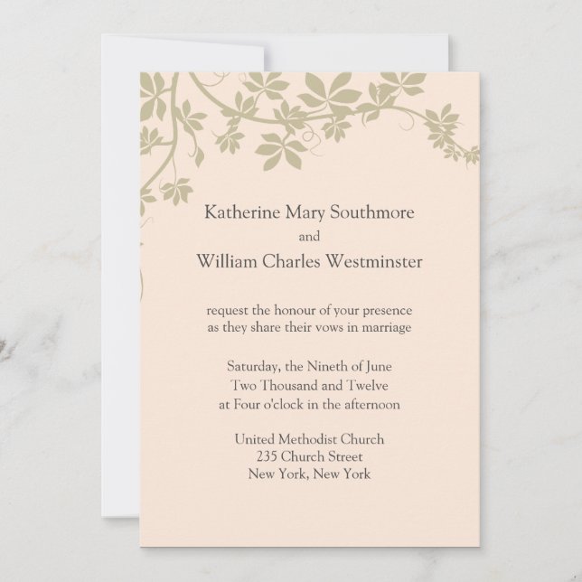 Invitations De Mariage Taupe Et Ivory (Devant)