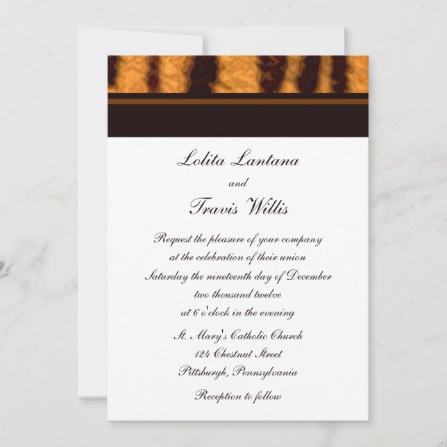 Invitations de mariage Tiger Stripe (Devant)