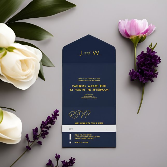 Invitations de mariage tout-en-un élégant (Créateur téléchargé)