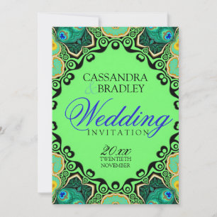Invitations de mariage tribal de papillon de paon