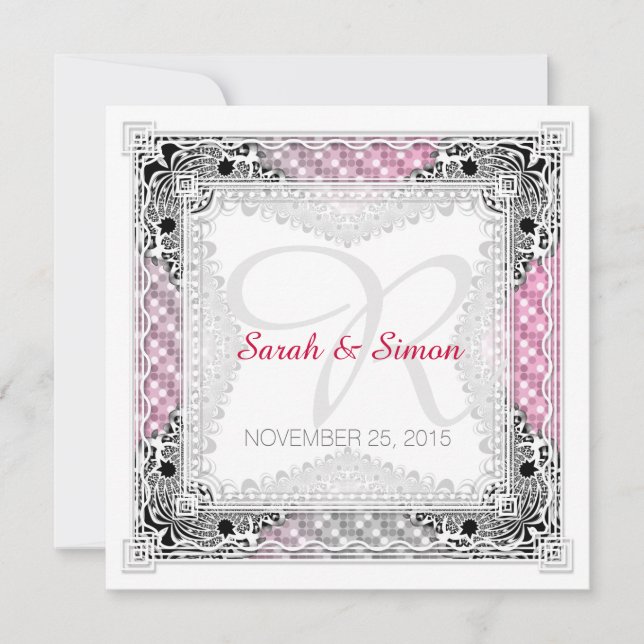 Invitations de mariage tribal rose Grey Bokeh (Devant)