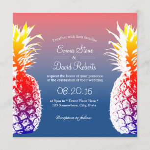 Invitations de mariage tropical à l'ananas à Hawaï