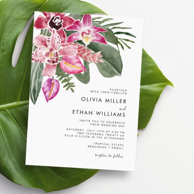 Invitations de mariage tropical coloré (Colorful Tropical Floral Wedding Invitations by Painted Paperie)