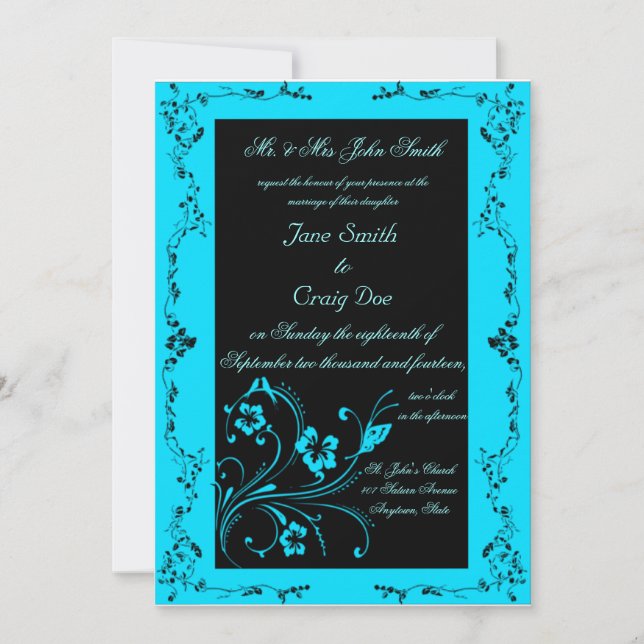 Invitations de mariage turquoise (Devant)