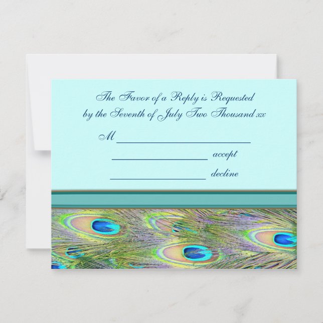 Invitations de mariage turquoise Blue Peacock (Devant)