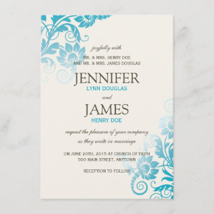 Invitations de mariage Turquoise Classy Ombre