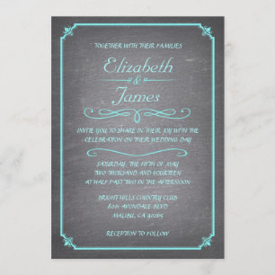 Invitations de mariage turquoise et Argent
