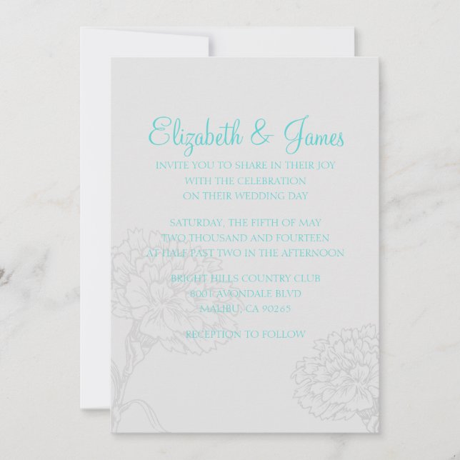 Invitations de mariage Turquoise et argenté person (Devant)
