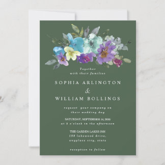 Invitations de mariage Turquoise et vert violet