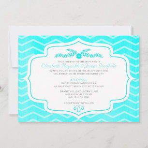Invitations de mariage Turquoises de Chevron