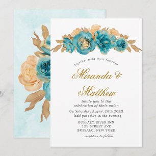 Invitations de mariage turquoises et crémeuses Ros