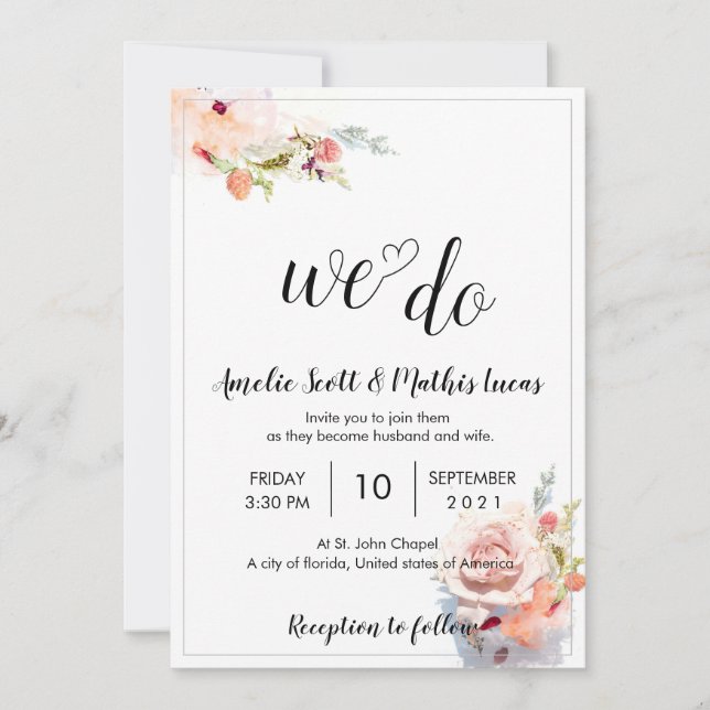 Invitations de mariage unique et minimaliste (Devant)