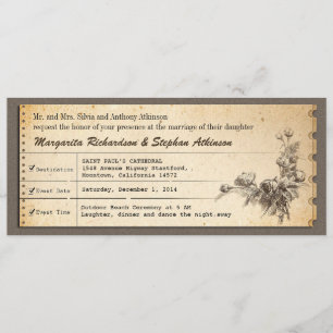 Invitations de mariage uniques au billet vintage