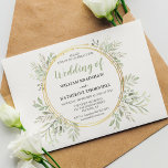 Invitations de mariage verdoyantes à budget<br><div class="desc">Invitation vos invités à célébrer votre jour de mariage, avec ces élégantes invitations de mariage botanique. Doté d'un arrière - plan blanc classique, d'une couronne d'or ornée d'un subtil feuillage vert aquarelle et d'une élégante modèle mariage, elle est facile à customiser. * Veuillez noter que ce dessin est imprimé sur...</div>