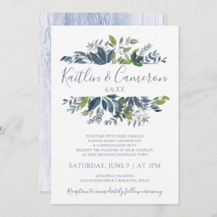 Invitations de mariage verdoyantes - Dusty Blue & 