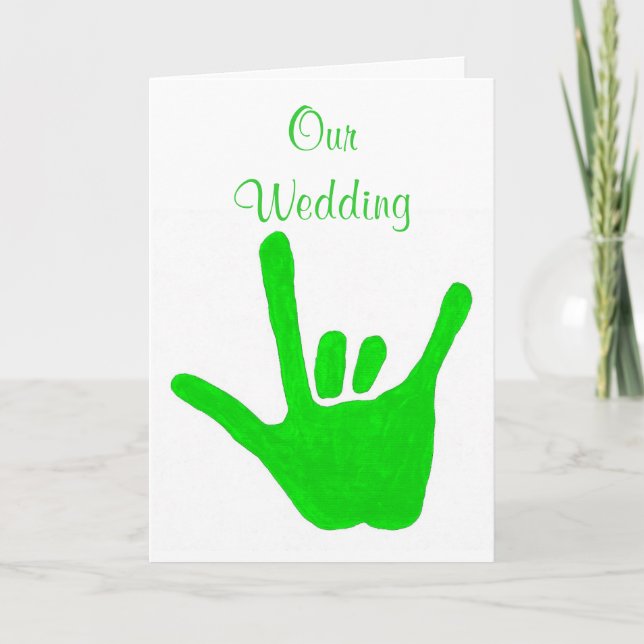 Invitations de mariage vert, Amour en Langue des S (Devant)