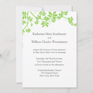 Invitations De Mariage Vert Et Blanc Léger