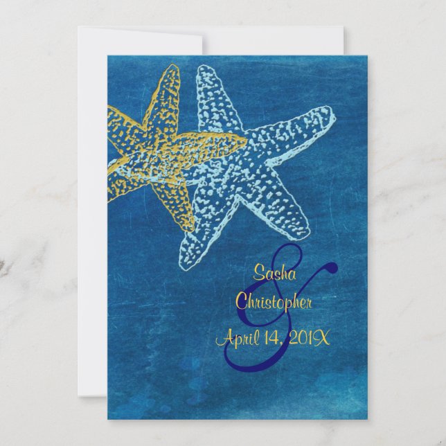 Invitations de mariage Vintage à la plage (Devant)